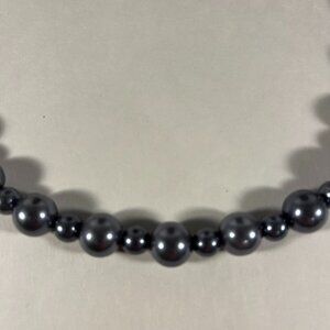 Gray Faux Pearl Bead Necklace 8mm and 10mm Beads NWT